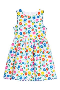 Mini Boden Scallop Edge Linen & Cotton Dress (Toddler Girls, Little ...