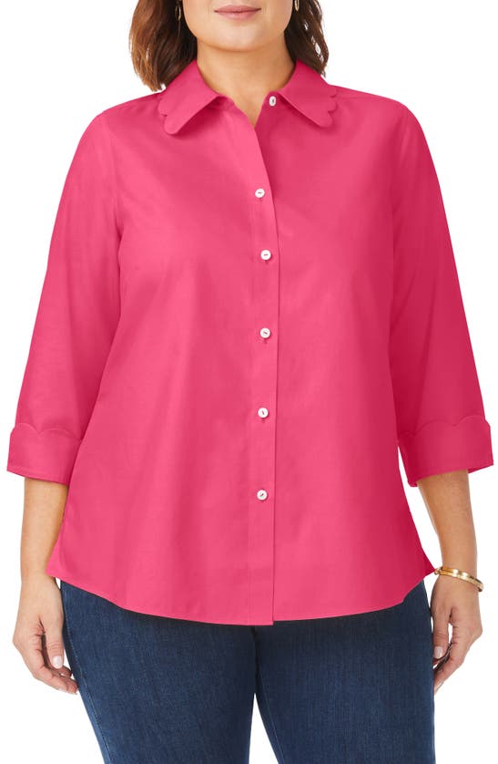 Foxcroft Gwen Cotton Button-up Shirt In French Rose