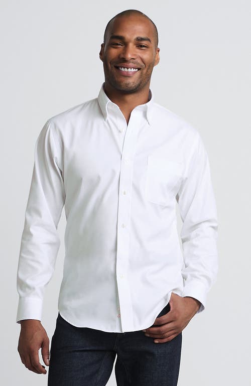 Lands' End Traditional Fit Solid No Iron Supima Pinpoint Buttondown Collar Dress Shirt In White