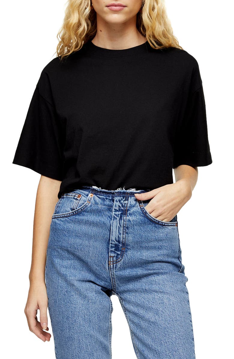 TOPSHOP Boxy T-Shirt, Main, color, BLACK