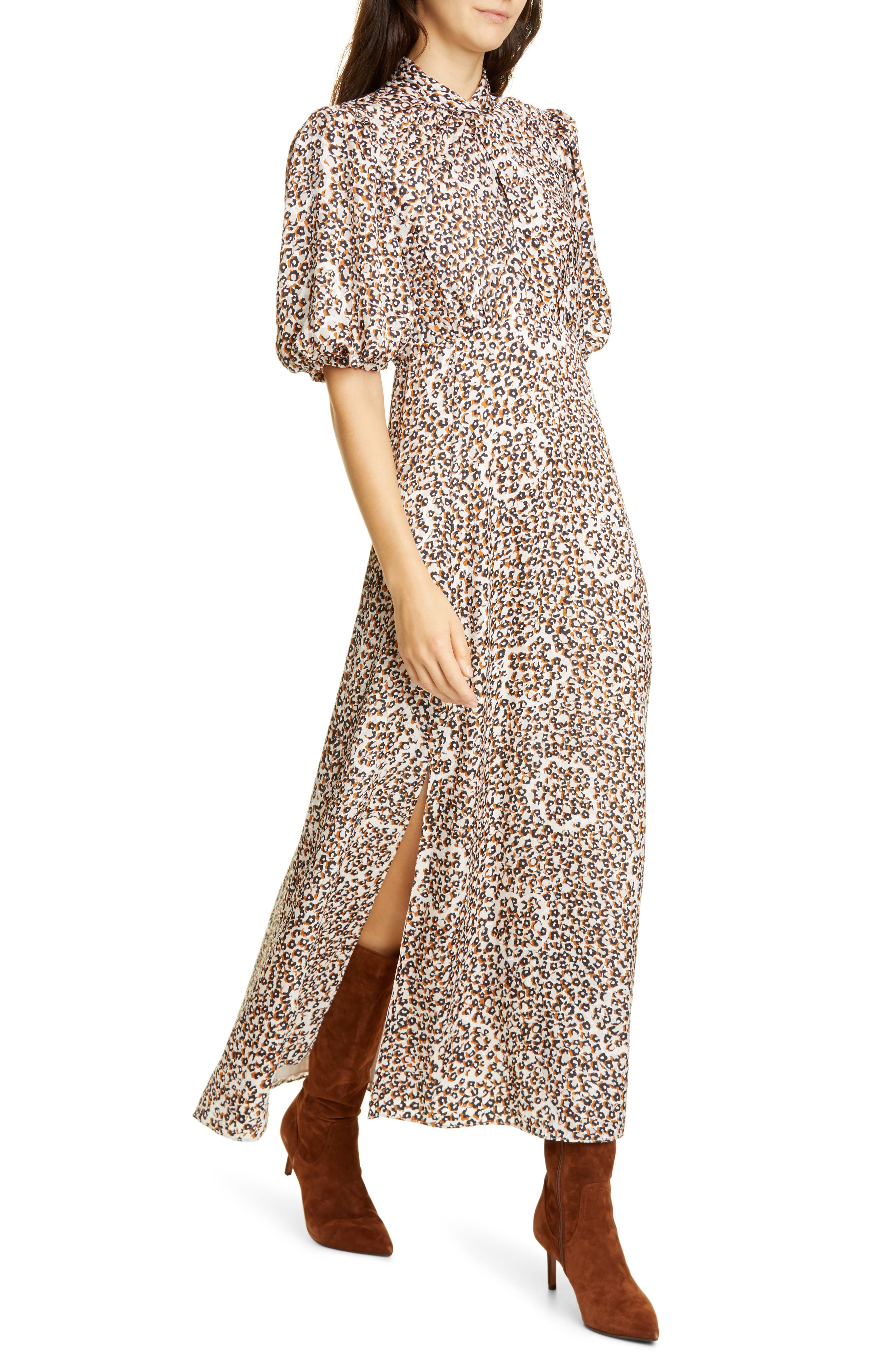 Kate Spade Flair Flora Devore Midi Dress in Leopard Size buy 0