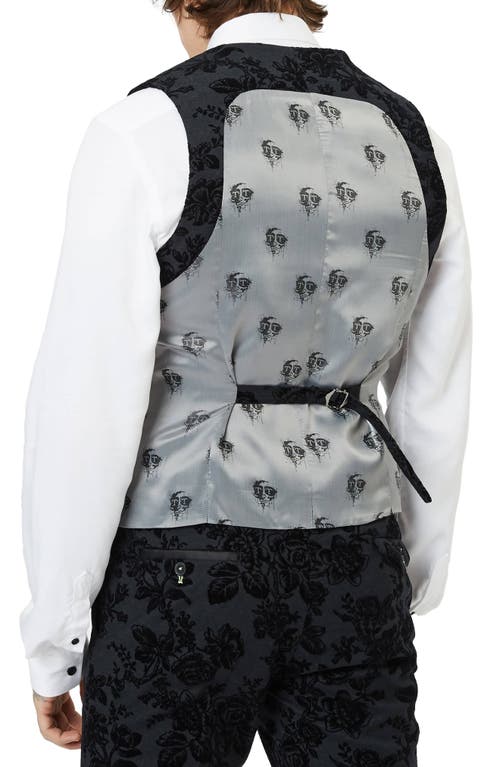 Shop Twisted Tailor Fleet Skinny Fit Wool Blend Tuxedo Waistcoat In Black