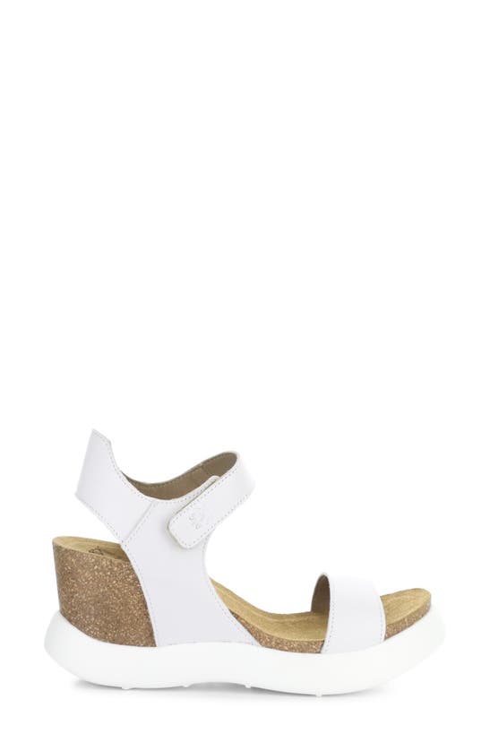 Shop Fly London Gogo Platform Wedge Sandal In 004 White Mousse