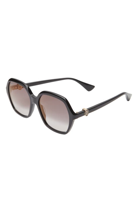 Shop Cartier 57mm Square Sunglasses In Black