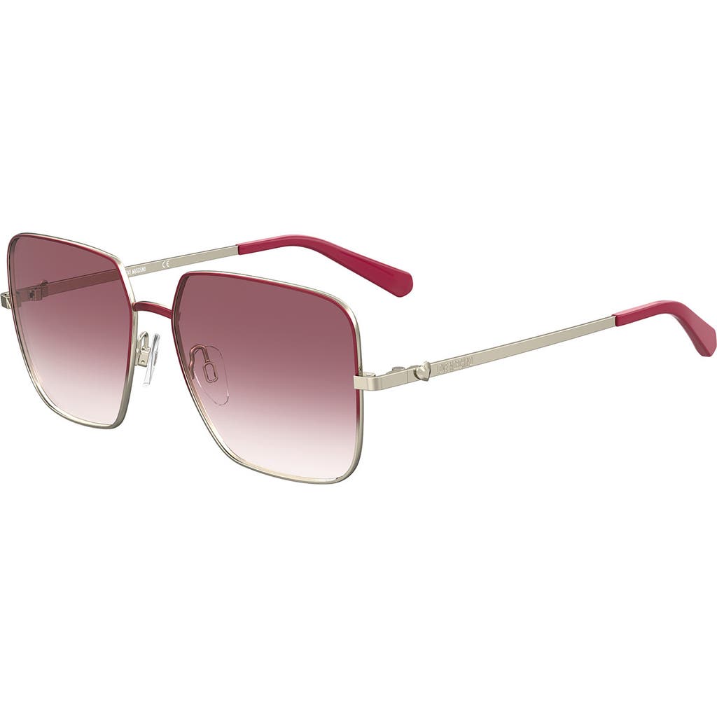 Shop Moschino 56mm Square Sunglasses In Red/burgundy Shaded