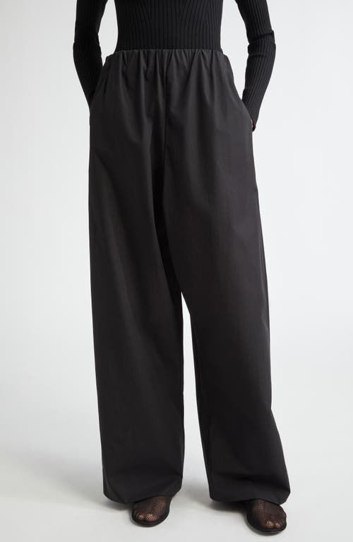 Shop Fforme Dayne Oversize Satin Pull-on Pants In Black