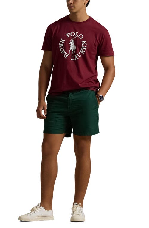 Shop Polo Ralph Lauren Classic Fit Flat Front Elastic Waist Chino Shorts In Moss Agate