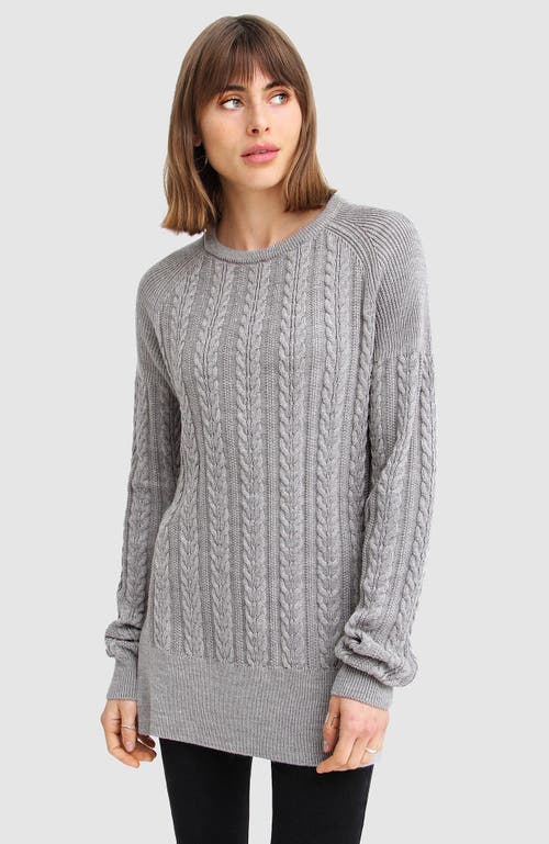 Belle & Bloom At Last Cable Knit Jumper With Slit - Grey Marle