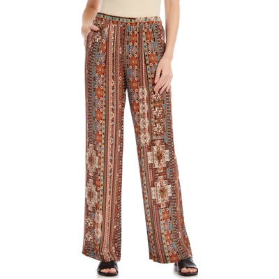 Karen Kane Island Print Wide Leg Pants, Brown