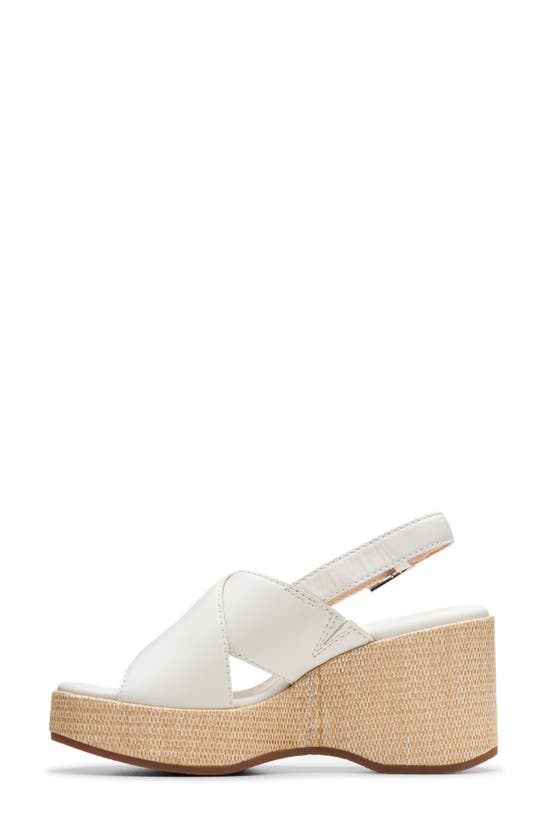 Shop Clarks (r) Manon Wish Wedge Slingback Sandal In Off White Lea