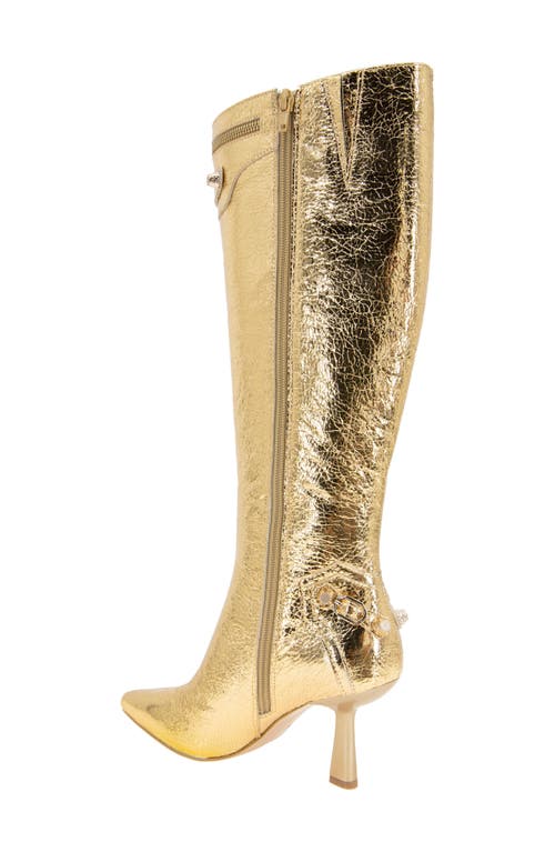 Shop Bcbg Irina Pointed Toe Knee High Boot In Gold