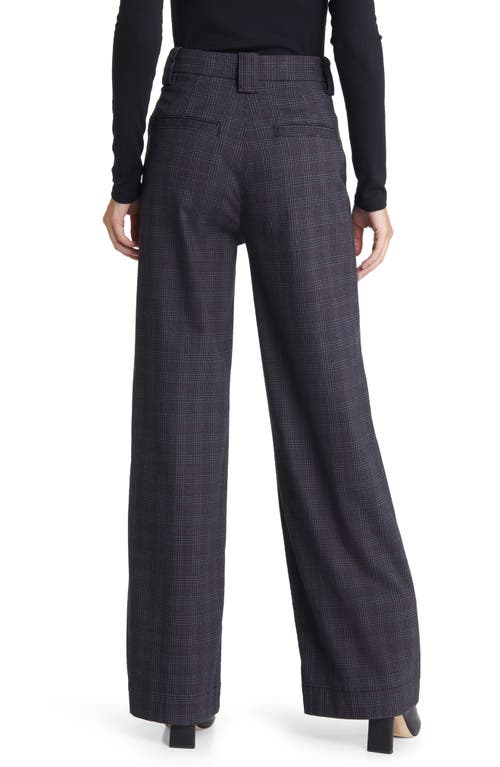 Ag Deven Plaid High Waist Wide Leg Pants In Small Rue Maroon Multi
