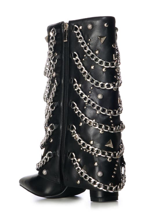Azalea Wang Aleena Chain Link Tall Boot In Black