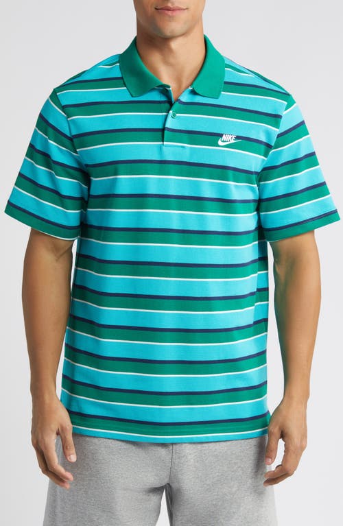 Nike Club Stripe Cotton Polo In Blue