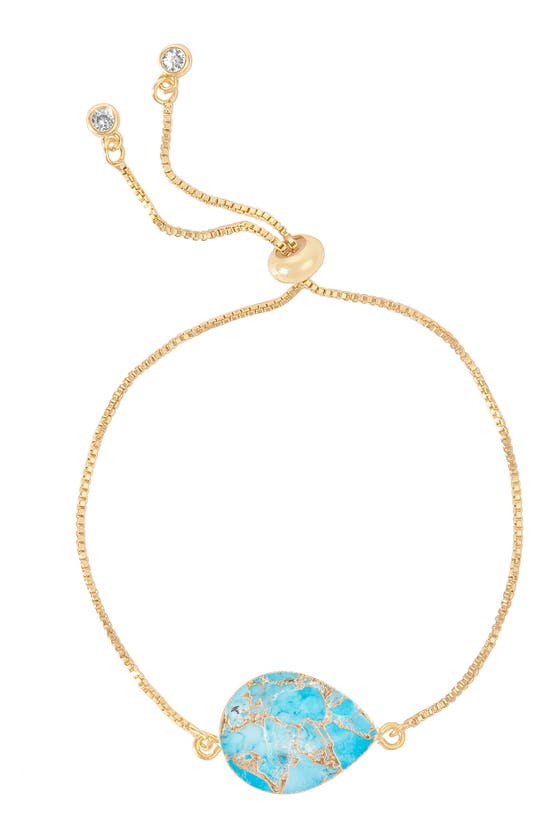 Saachi 18k Gold Plated Mojave Turquoise Teardrop Slider Bracelet