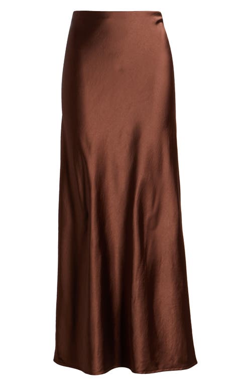 Open Edit Bias Cut Maxi Skirt In Brown Soil