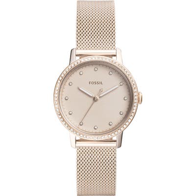 Fossil Neely Crystal Mesh Strap Watch,