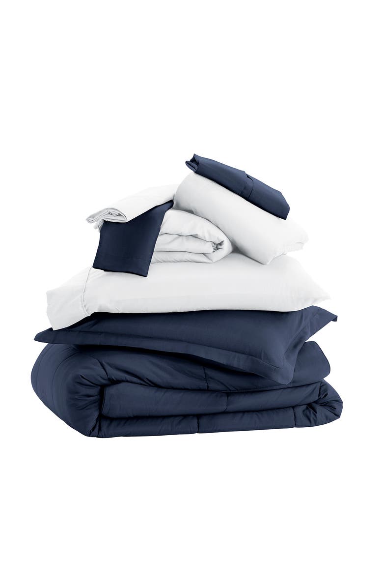 Ienjoy Home Navy Premium Microfiber 8, California King Bed Sheet And Comforter Set