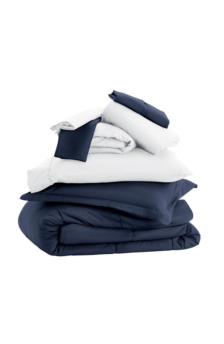 Ienjoy Home Navy Premium Microfiber 8 Piece Comforter Set California King Nordstromrack Ienjoy Home Navy Premium Microfiber 8, California King Bed Sheet And Comforter Set
