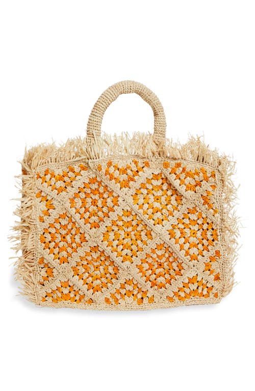 Shop Eilaf Najoom Crochet Raffia Tote In Orange