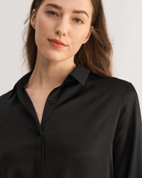 Shop Lilysilk Basic Concealed Placket Silk Shirt In Black