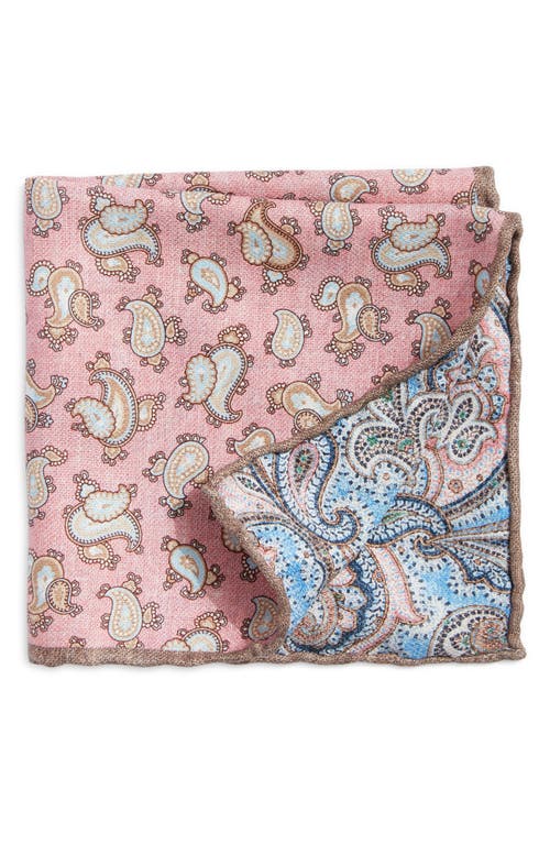 Paisley Reversible Silk Pocket Square in Pink