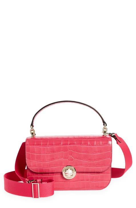 croc embossed leather top handle satchel