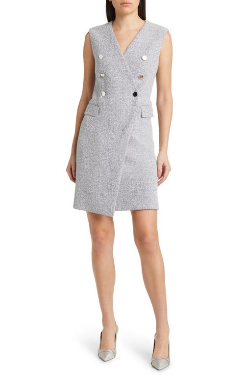 BOSS Docala Double Breasted Sleeveless Tweed Dress Purple Boucle at Nordstrom,
