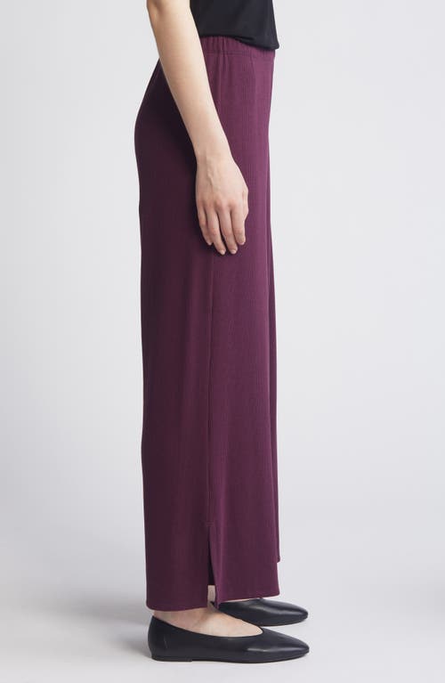 Shop Eileen Fisher Rib Wide Leg Ankle Pants In Blackberry