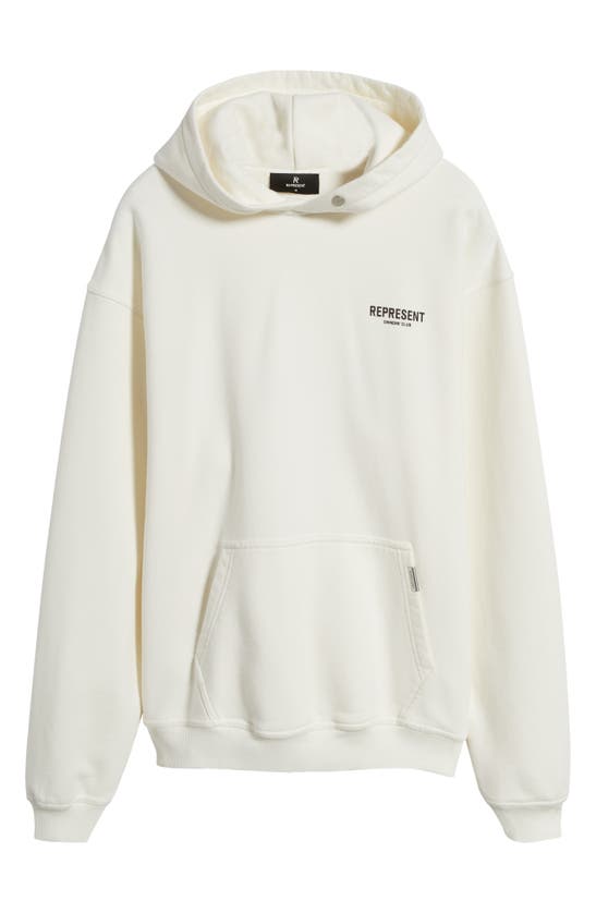 Shop Represent Owners Club Cotton Graphic Hoodie In Flat White