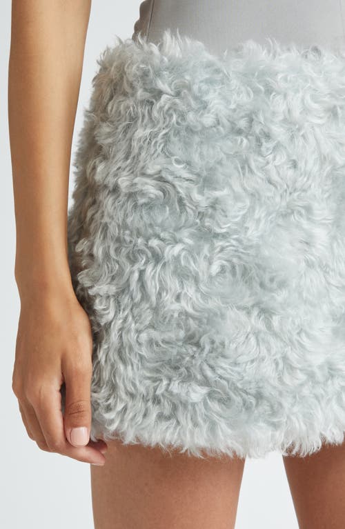 Shop Sandy Liang Juice Mohair Blend Faux Fur Miniskirt In Ice Blue