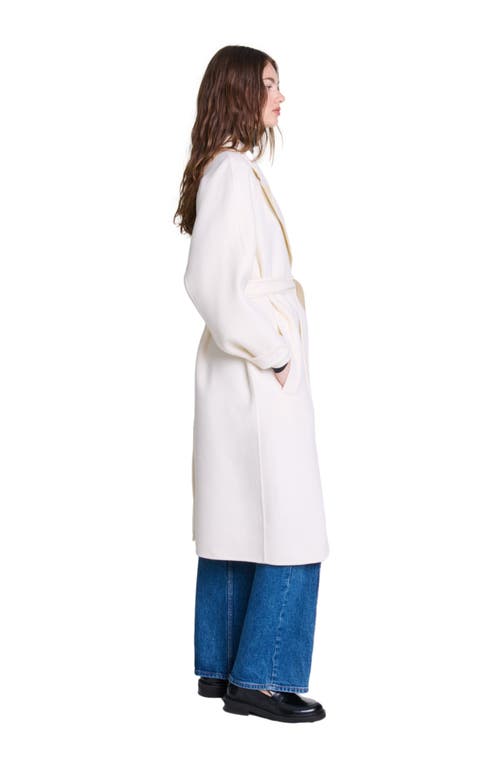 Shop Maje Double-faced Mid-length Coat In Ecru