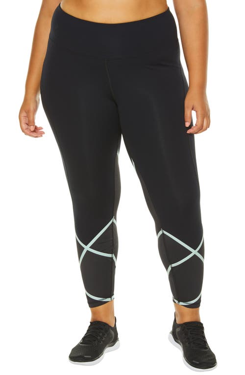Shape Activewear Cross Check Compression Leggings In Black/icy Morn