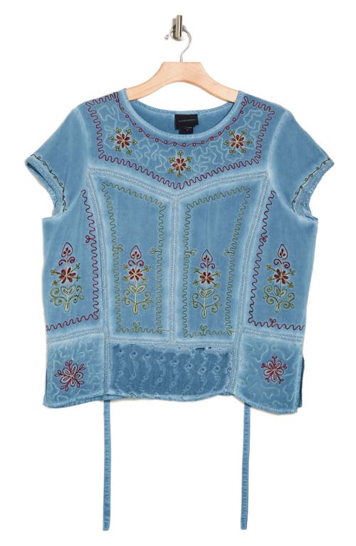 FORGOTTEN GRACE FORGOTTEN GRACE MINERAL WASH EMBROIDERED TOP 
