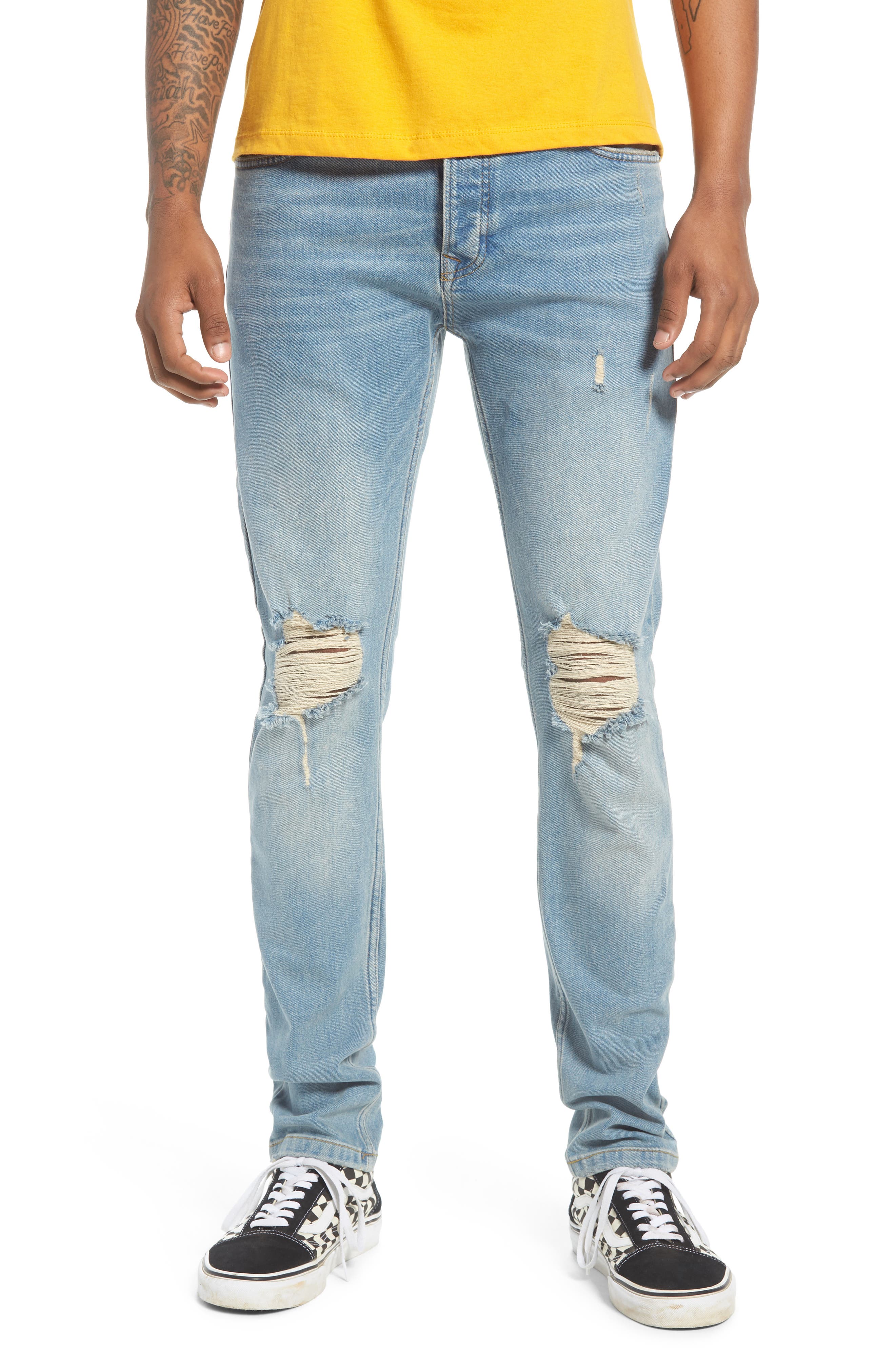 Topman Ripped Stretch Skinny Fit Jeans 