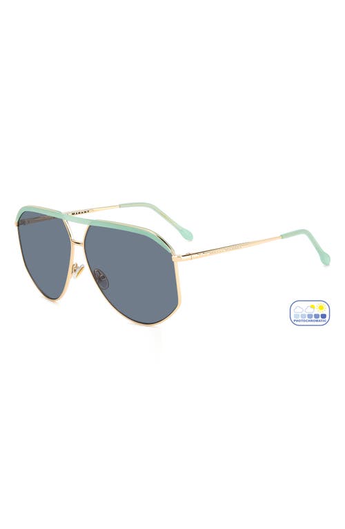 Shop Isabel Marant 64mm Oversize Aviator Sunglasses In Gold Green/azu Phtcromatic