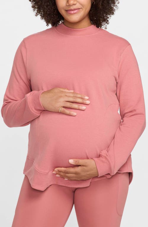 Shop Nike French Terry Maternity/nursing Top In Canyon Pink