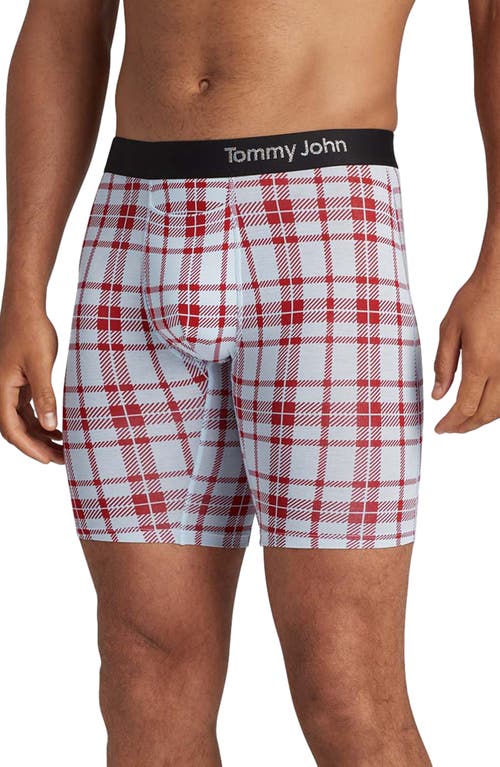 Tommy John Cool Cotton Boxer Briefs in Ice Blue Cocoa Plaid at Nordstrom, Size Small
