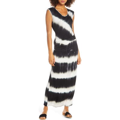 Fraiche By J Tie Dye Cinched Maxi Dress, Black