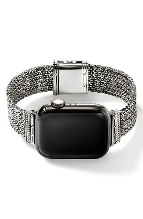 John Hardy Smart Watch Strap Diamond Pavé, 18mm in Silver at Nordstrom, Size Medium