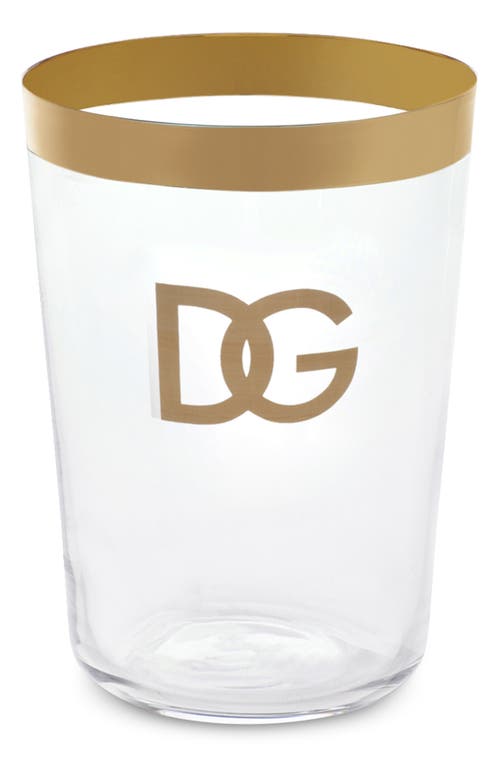 Shop Dolce & Gabbana Dolce&gabbana Dg Logo Set Of 2 Soft Drinks Glasses In Trasp/gold