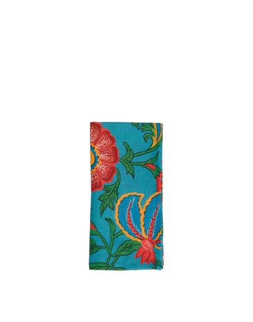 Shop La Doublej Large Napkins Set Of 2 (45x45) Dragon Flower Turche Turquoise