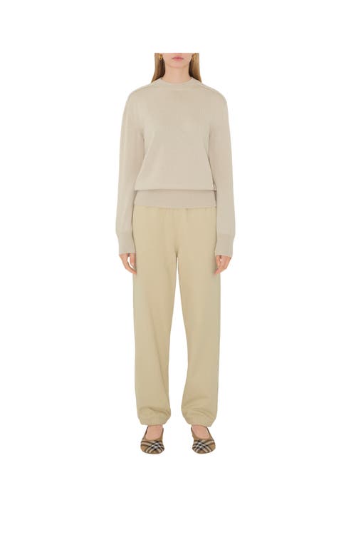 Burberry Check Label Cotton Jogging Pants In Nutmeg