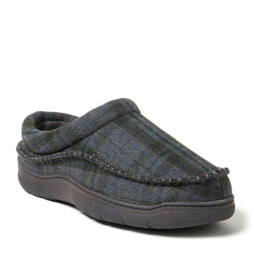 DEARFOAMS Thompson Plaid Moccasin Toe Clog Slipper in Blue 