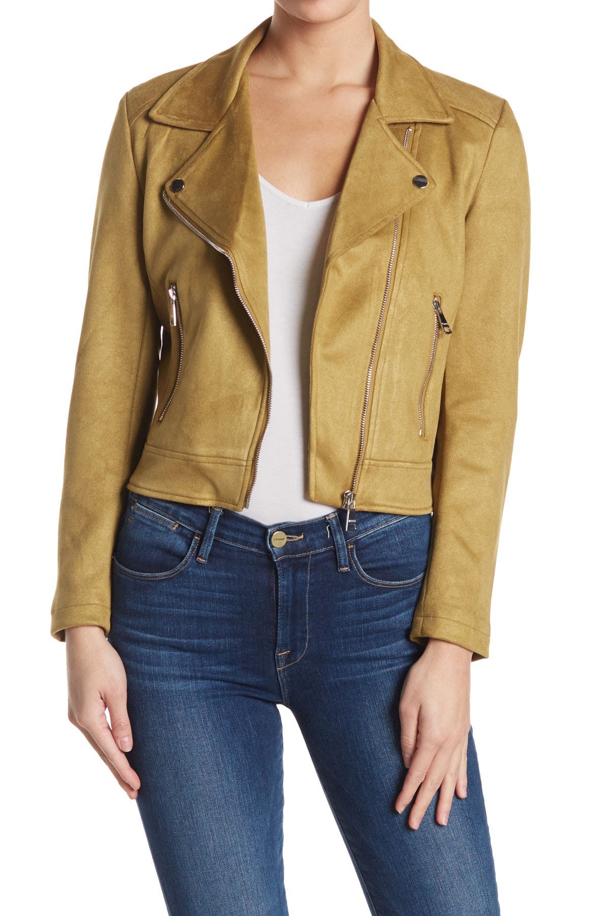 womens faux suede moto jacket