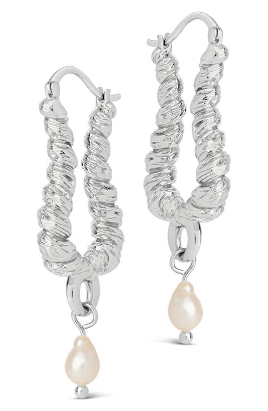 Shop Sterling Forever Sylvie Freshwater Pearl Hoop Earrings In Silver
