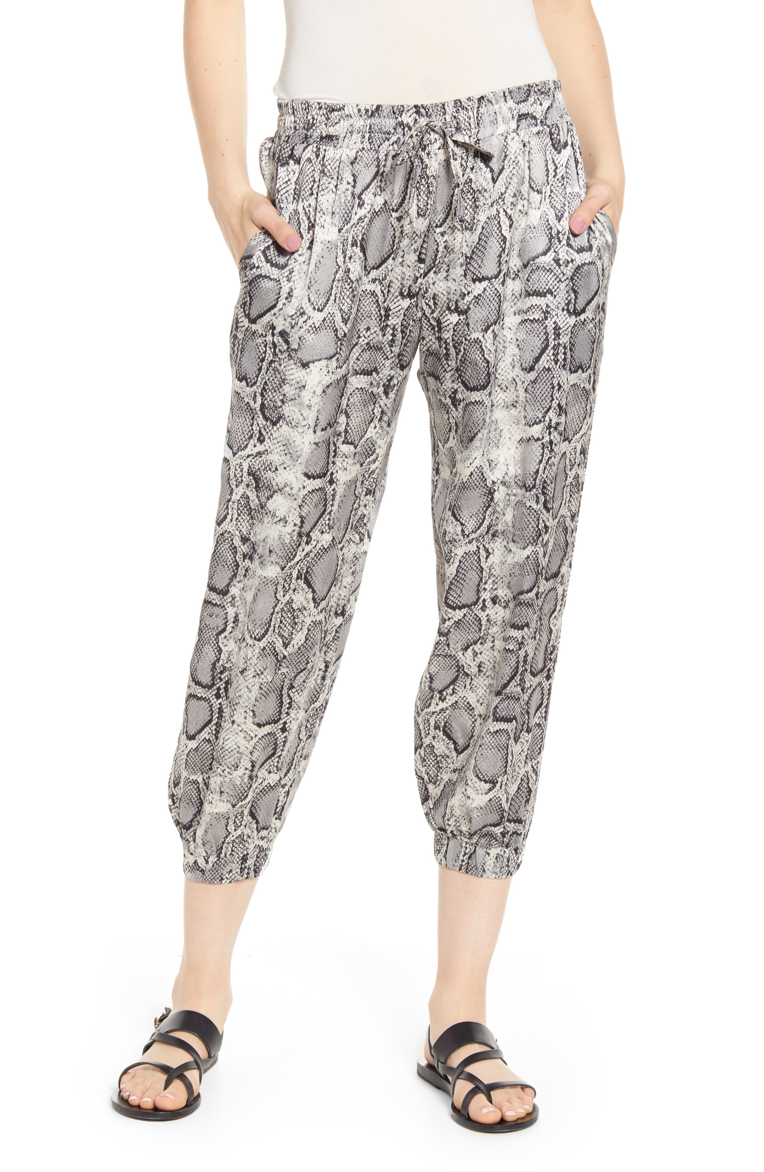 snakeskin print joggers