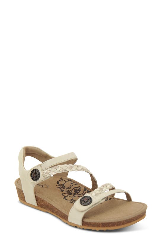 Aetrex 'jillian' Braided Leather Strap Sandal In Ivory