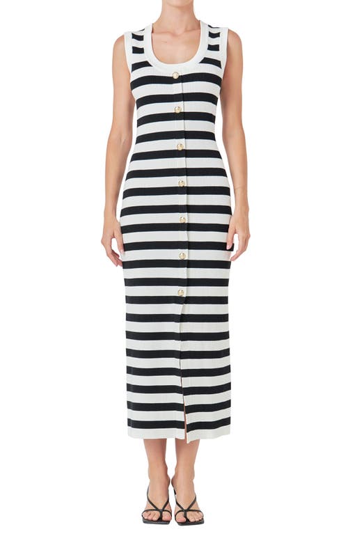 Endless Rose Stripe Sleeveless Midi Dress In White/ Black
