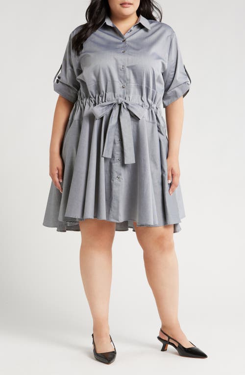 Shop Harshman Meadow Drawstring Waist Shirtdress In Grey